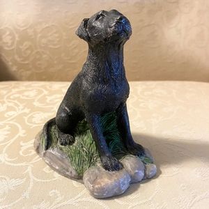 Handpainted Charmstone Black Labrador Figurine Sculpture By Earl Sherwan